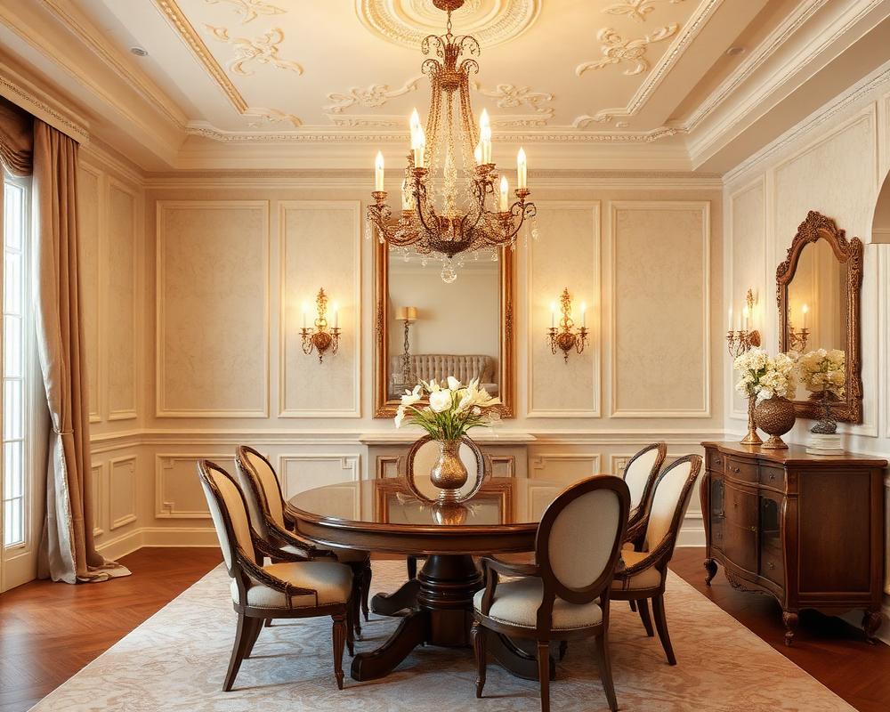 Salle à manger avec enduit décoratif