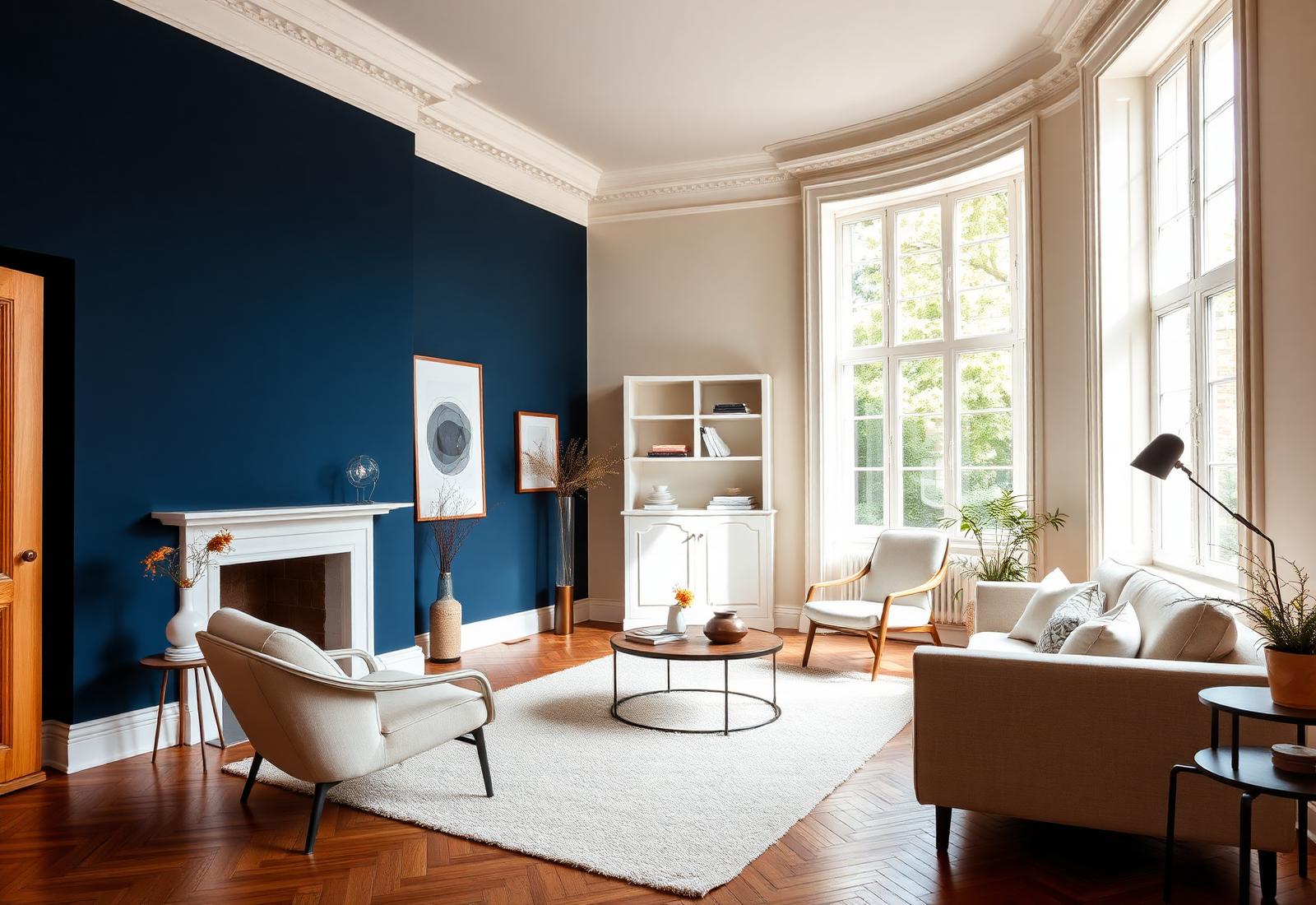 Salon rénové par MORIN PEINTURE DECO à Fougères
